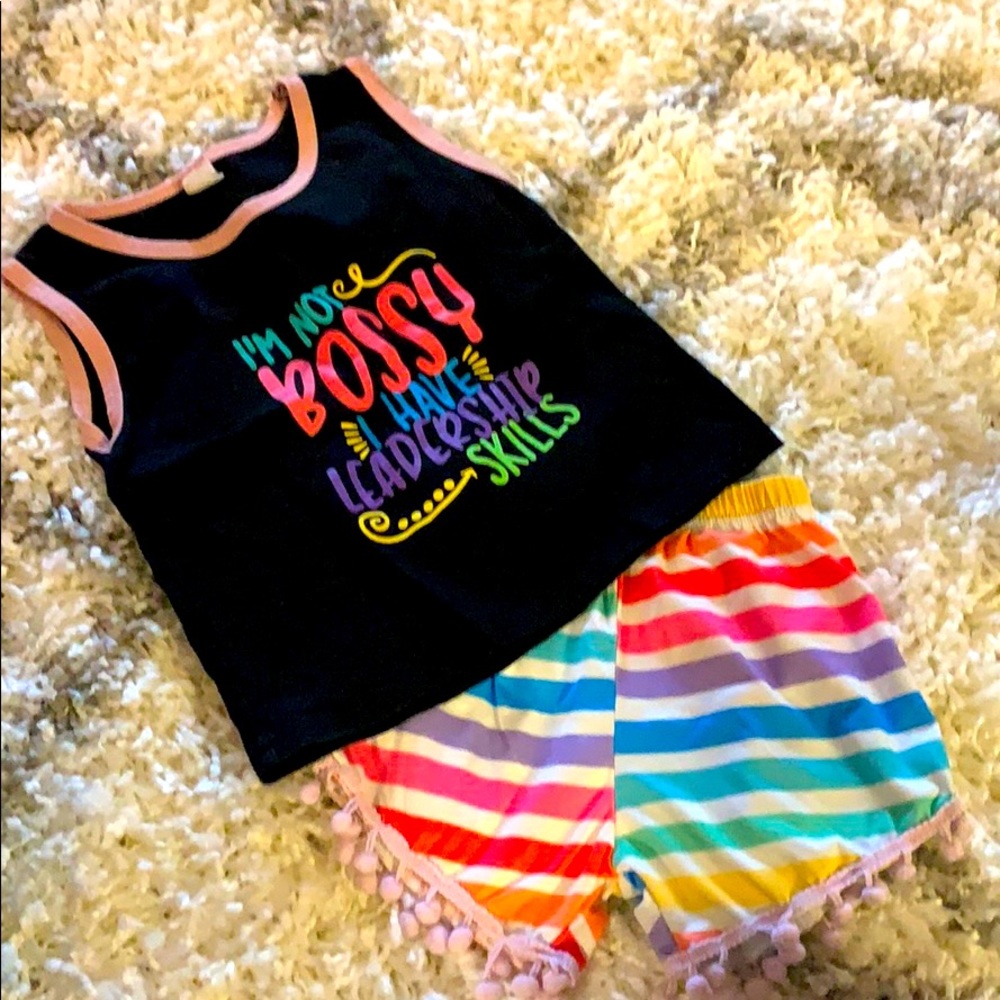 Tank top Leadership Skills with stripped shorts
